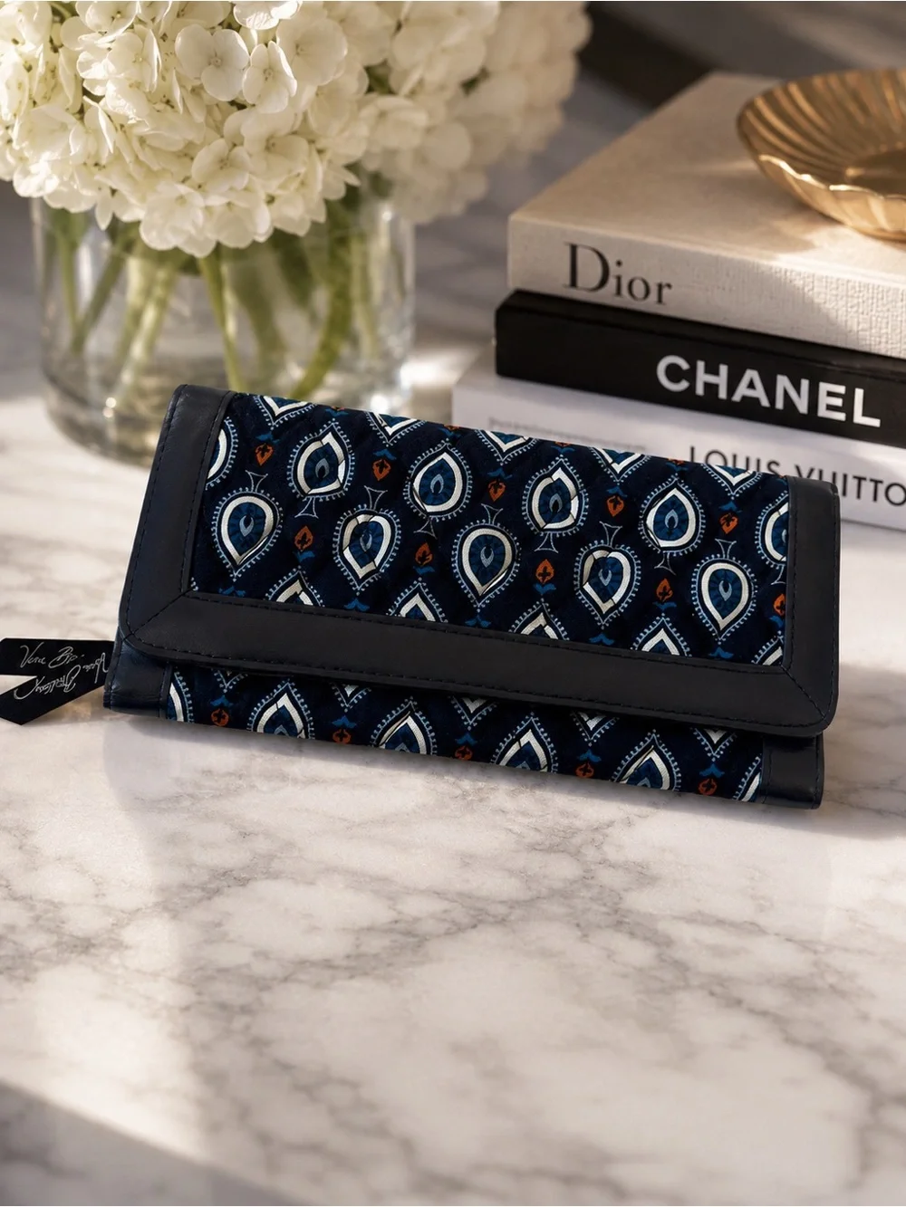 Signature Pattern Navy Quilted Wallet by